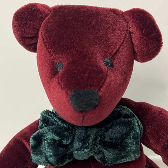 Russ Royal Winterfest Dark Red Velvet Bear Razzles Plush Stuffed Animal VTG - Picture 3 of 11